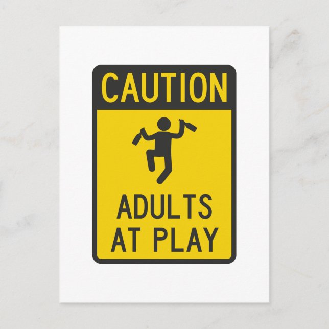 Carte Postale Attention Adultes en jeu (Devant)