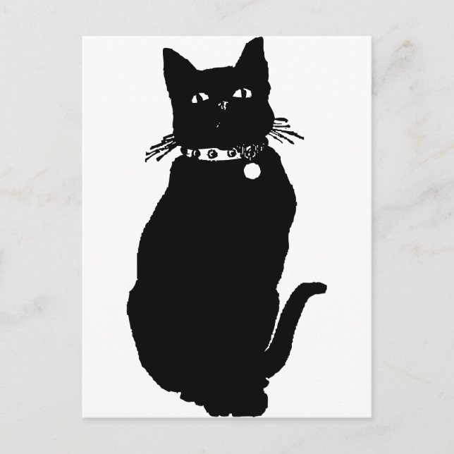Carte Postale Attention au chat noir (Devant)