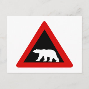 Carte Postale Attention aux ours polaires, signalisation, Norvèg