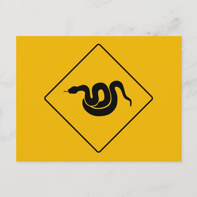 Carte Postale Attention aux serpents, panneau d'avertissement, U (Devant)