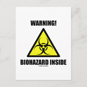 Carte Postale Attention! Biodanger à l'intérieur (Humour de sign