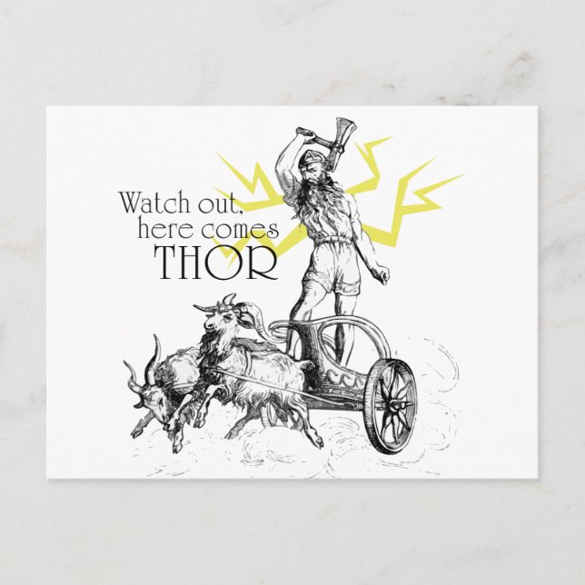 Carte Postale Attention, Voici Thor ! (Devant)
