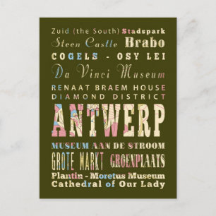 Carte Postale Attractions & Lieux célèbres d'Anvers, Belgique.