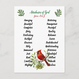 Carte Postale Attributes of God Christmas Birds and Branches