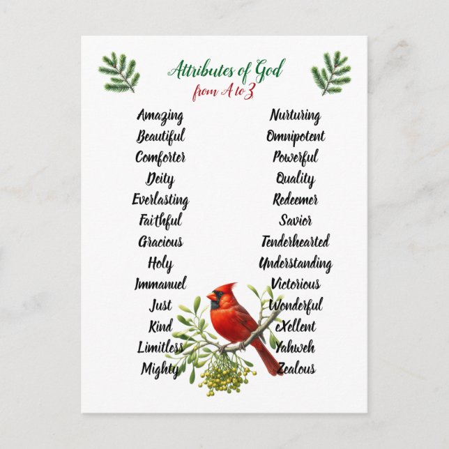 Carte Postale Attributes of God Christmas Birds and Branches (Devant)