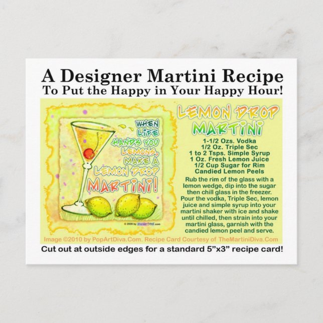 Carte postale au citron-goutte à martini Recette (Devant)