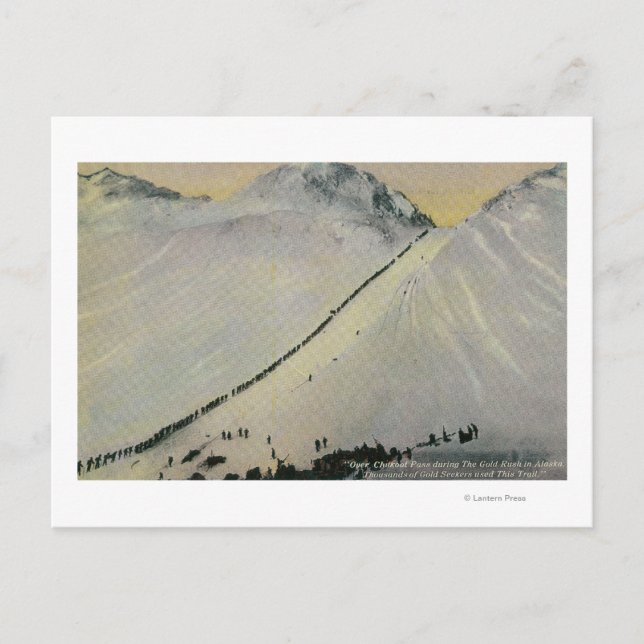 Carte Postale Au-dessus du col Chilkoot pendant la ruée vers l'o (Devant)
