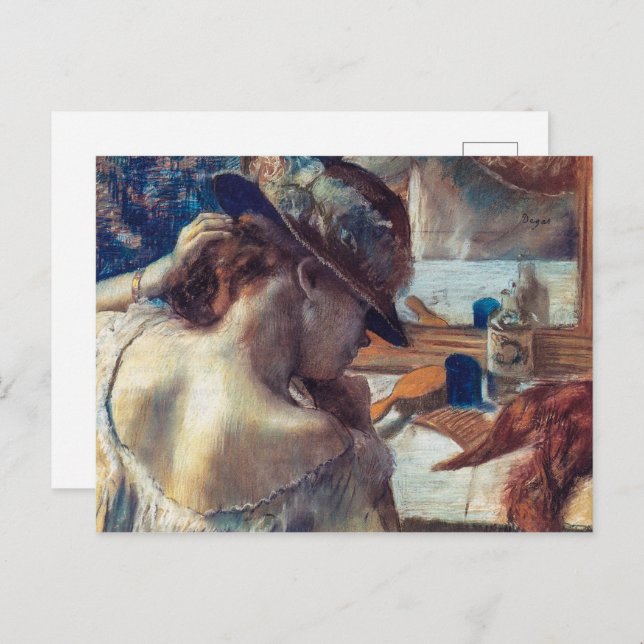 Carte Postale Au miroir | Edgar Degas | (Devant / Derrière)