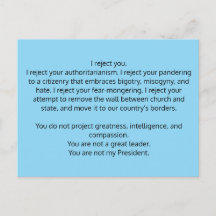 Carte postale au président Trump