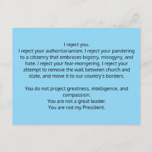 Carte postale au président Trump