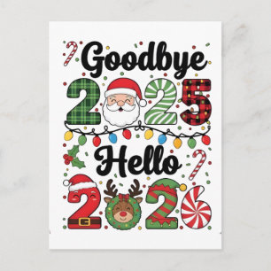 Carte Postale Au revoir 2025 Bonjour 2026 Résolution de Nouvel A
