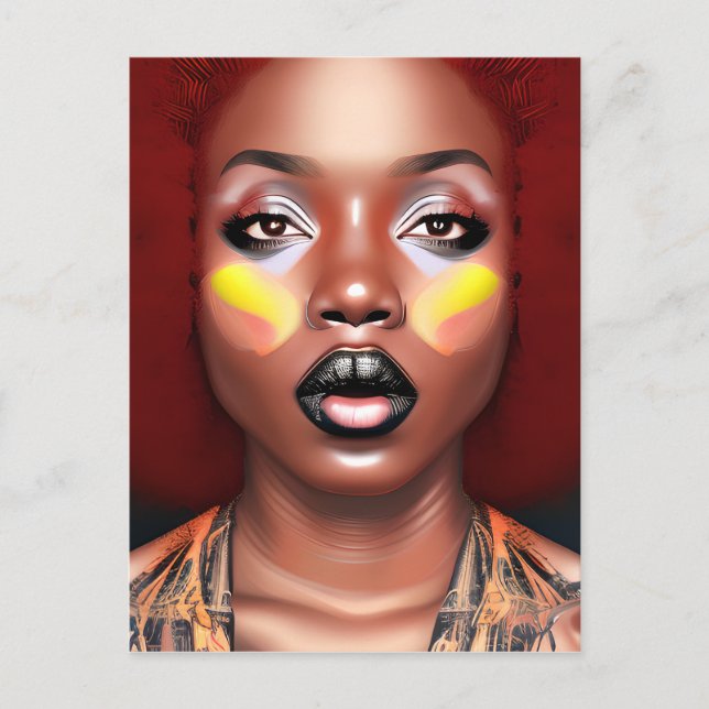 Carte Postale Auburn Queen Orange Brown Cheveux Black Melanin Af (Devant)