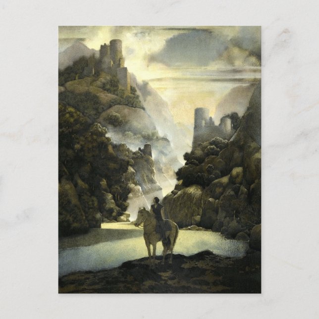 Carte Postale Aucassin cherche Nicolette par Maxfield Parrish (Devant)