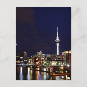 Carte Postale Auckland City, Nouvelle-Zélande à la nuit