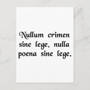 Carte Postale Aucun crime et aucune punition sans loi.