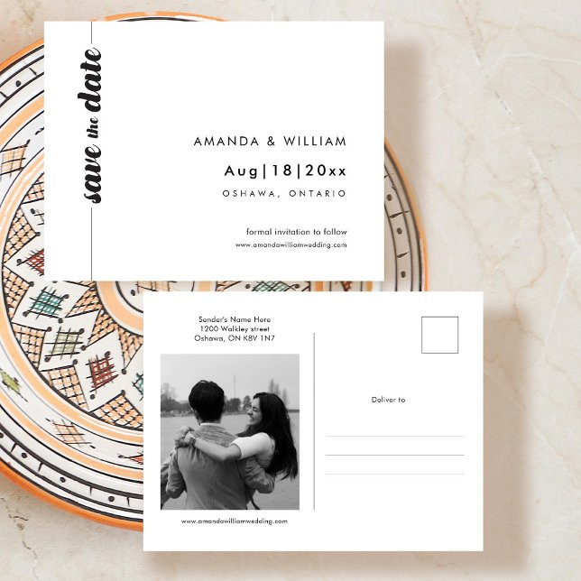 Carte Postale Audacieux typographie et photo Enregistrer la date (Créateur téléchargé)