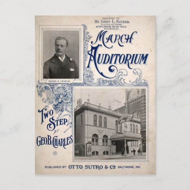 Carte Postale Auditorium de mars Music Hall Baltimore MD (Devant)