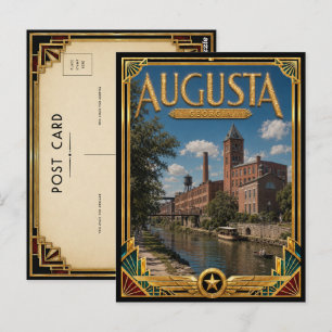 Carte Postale Augusta Géorgie Art Déco Doré Vintage