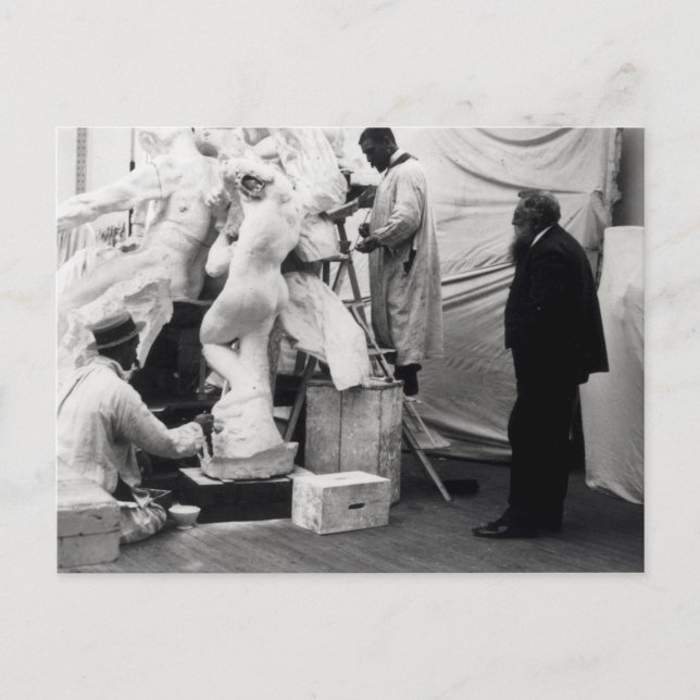 Carte Postale Auguste Rodin dans son studio de Paris (Devant)