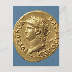 Carte Postale Aureus de Néron portant une couronne de laurier