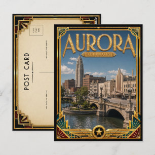 Carte Postale Aurora Illinois Art Déco Vintage Âge d'Or