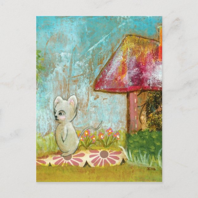 Carte Postale Auspicious Day Whimsical Woodland Mouse Folk Art (Devant)