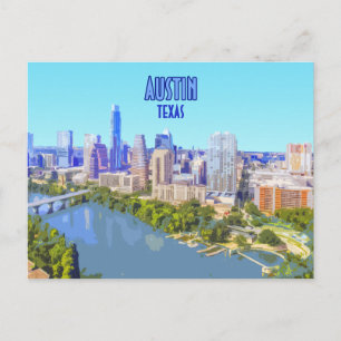 Carte Postale Austin Downtown Texas Vintage