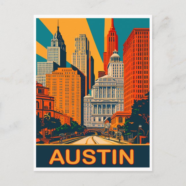 Carte Postale Austin en Couleurs Vives, Voyage (Devant)