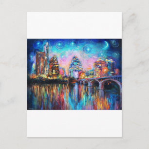 Carte Postale Austin Skyline à la nuit cityscape Cadeaux d'art