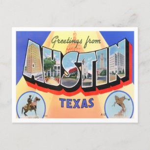 Carte postale Austin, Texas Vintage Big Letters