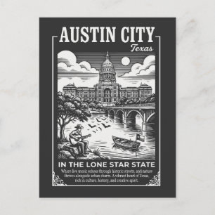 Carte Postale Austin Ville Texas Dans L'État De L'Étoile Solitai