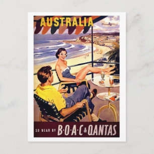 Carte Postale Australie, couple profiter sur la terrasse, voyage
