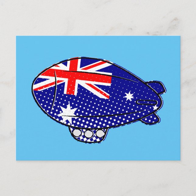 Carte Postale Australie Drapeau Blimp Ballotte dans le ciel bleu (Devant)