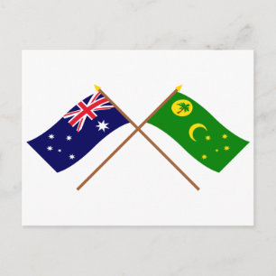 Carte Postale Australie et îles Cocos Drapeaux croisés