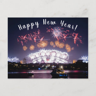 Carte Postale Australie Feux d'artifice du Nouvel An sur le Harb