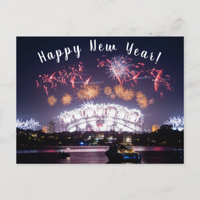 Carte Postale Australie Feux d'artifice du Nouvel An sur le Harb (Devant)
