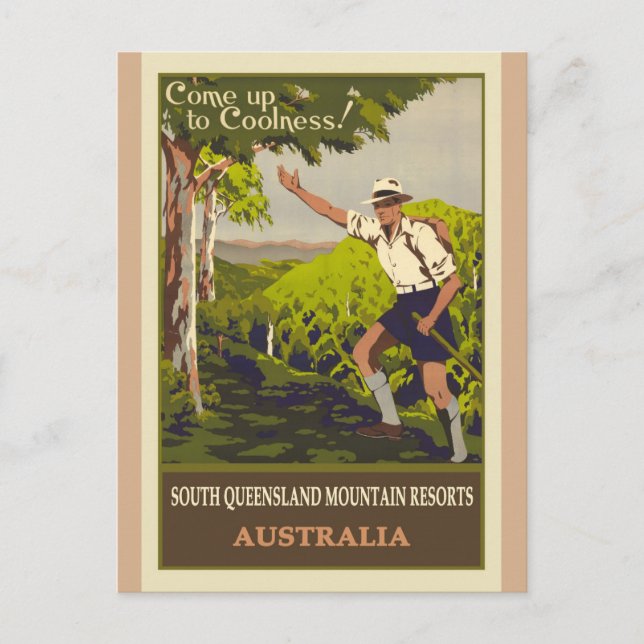 Carte Postale Australie Poster de voyage Vintage Mountain (Devant)