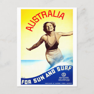Carte Postale Australie soleil et surf voyage vintage