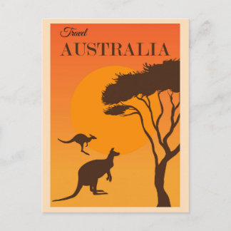 Carte Postale Australie Vintage Kangaroo Travel Poster