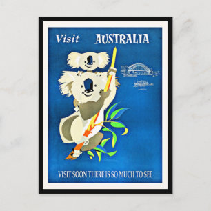 Carte Postale Australie - Visit Australia, illustration vintage