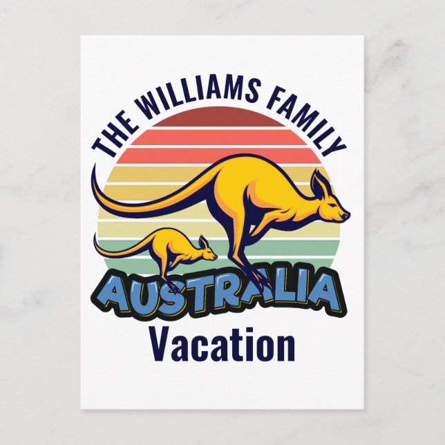 Carte Postale Australie Voyage Cute Kangaroo Sunset Custom (Devant)