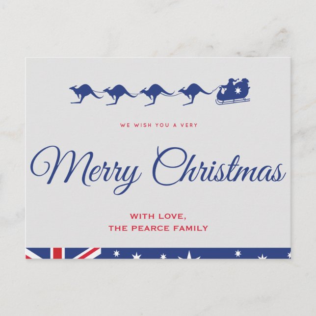 Carte postale australienne de noël Drapeau Kangaro (Devant)