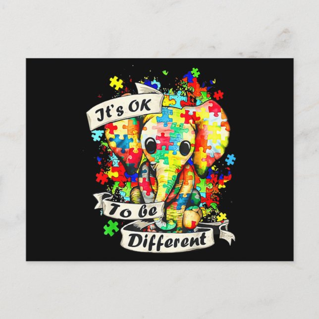 Carte Postale Autism Aware Acceptance Women Kid Its Ok To Be (Devant)