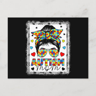 Carte Postale Autism Awareness Mom Life Messy Bun Bleached Mothe