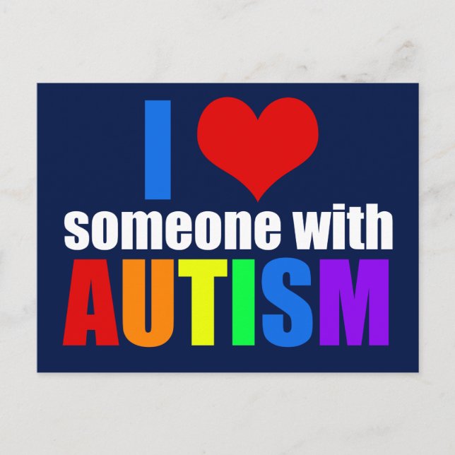 Carte Postale Autism Love Rainbow Family Support Coloré Cute (Devant)