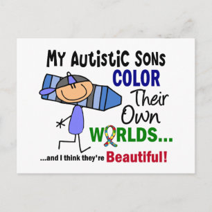 Carte Postale Autisme COLORE LEUR PROPRE MONDE Fils
