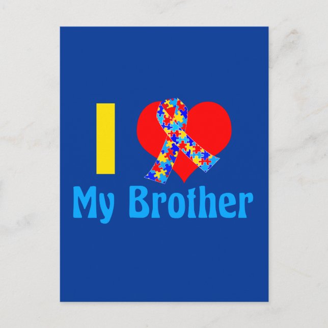 Carte Postale Autisme Soeur J'Aime Mon Frère Blue Sensibilisatio (Devant)