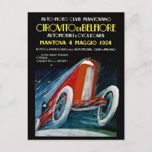 Carte Postale Auto Moto Club Mantovano Retro 1924