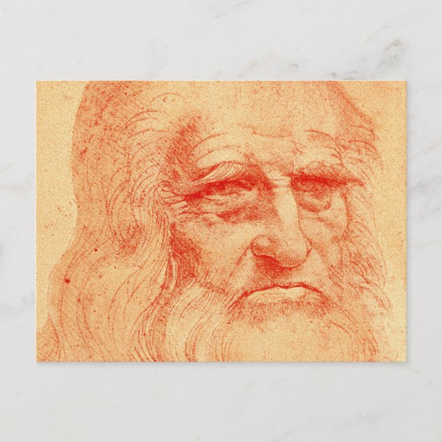 Carte Postale Auto-portrait craie rouge de Léonard de Vinci (Devant)