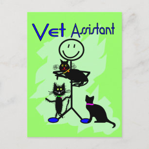 Carte Postale Autocollant de l'assistant vétérinaire avec chats